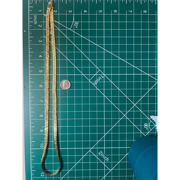 Vintage Unisex 24" Gold-Tone Nugget Textured Chain Necklace Fold-over Clasp - Picture 7 of 8